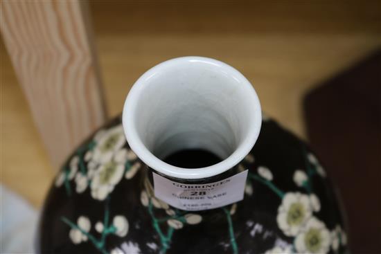 A Chinese famille noire vase height 37cm